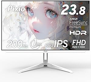 Pixio PX248 Wave White ゲーミングモニター 23.8インチ 200Hz FHD Fast IPS スピーカー内蔵