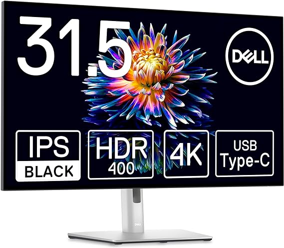 Dell U3223QE 31.5インチ 4K ハブモニター(3年間無輝点交換保証/IPS Black・非光沢/USB Type-C・DP・HDMI/フレームレス/縦横回転・高さ調整/VESA DisplayHDR 400/Rec.709 100%)