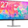 Dell S2722QC 27インチ 4K モニター (3年間無輝点交換保証/IPS非光沢/USB Type-C・HDMIx2/sRGB 99%/縦横回転・高さ調整/4ms/AMD FreeSync/スピーカー付)