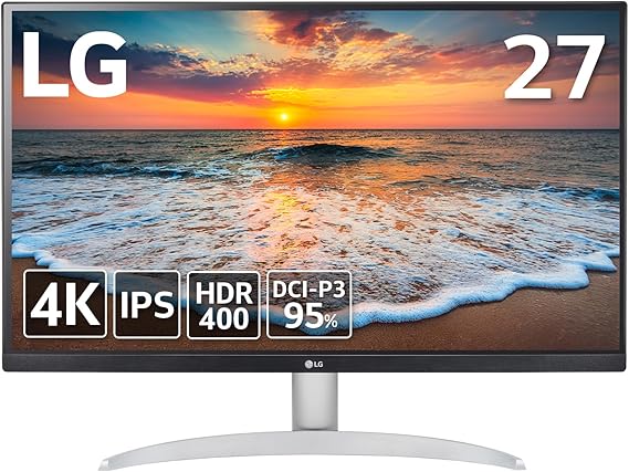 【Amazon.co.jp 限定】LG モニター ディスプレイ 27UP600-W 27インチ / 4K / IPS非光沢/DCI-P3 95% / DisplayHDR400 / FreeSync/ブルーライト低減、フリッカーセーフ機能/HDMI×2、DisplayPort